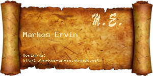 Markos Ervin névjegykártya